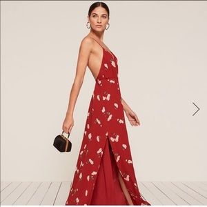 Reformation Estrella Red Floral Dress in M